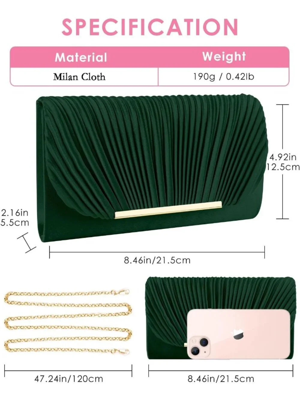 👜Women's Green Evening Handbags for Formal Wedding Party Prom Shoulder Bags